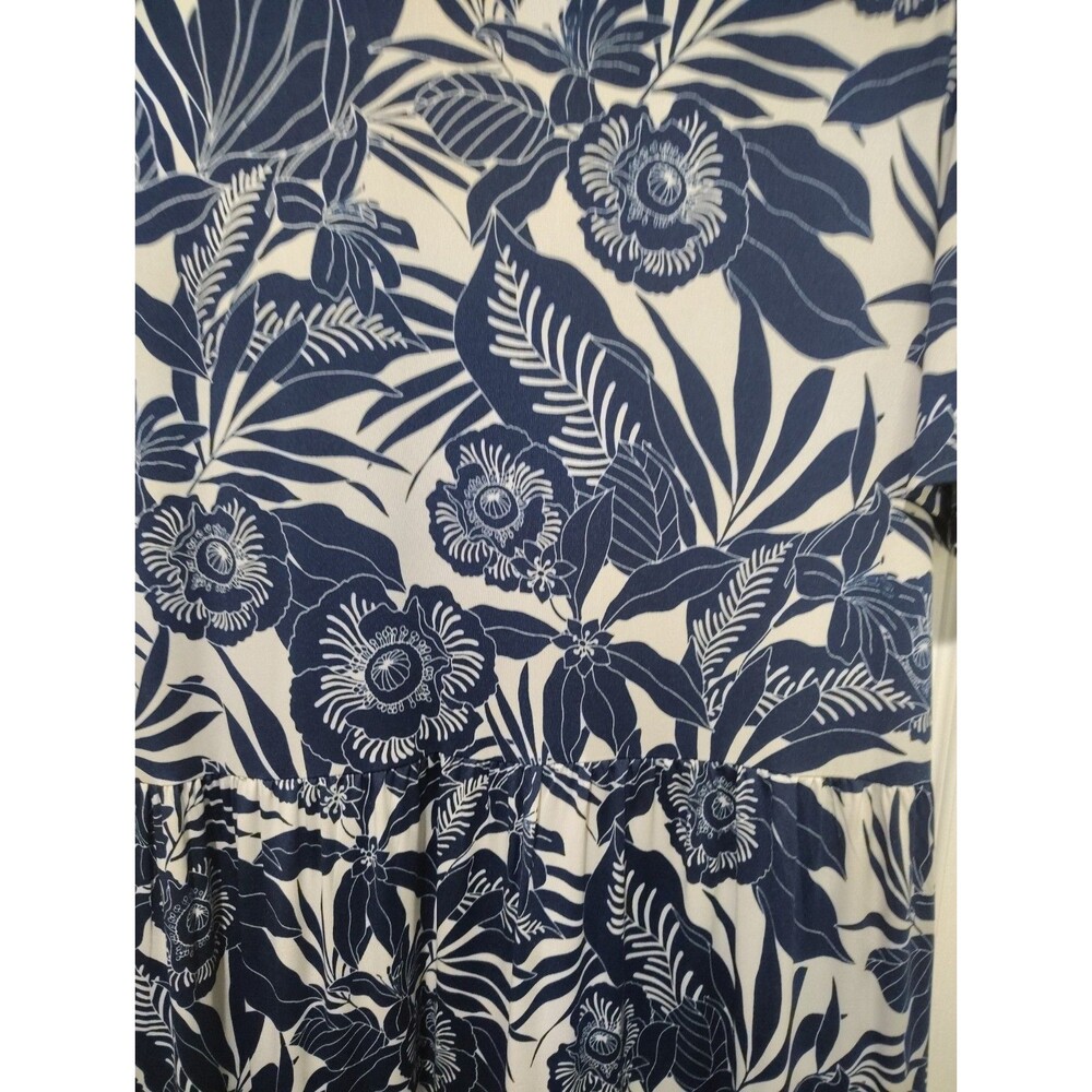 La Mer Luxe Maxi Dress Blue and White Floral Tropical Print Women's Size Large - Picture 6 of 10